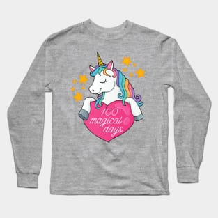 100 Days Of School Unicorn 100 Magical Days Long Sleeve T-Shirt